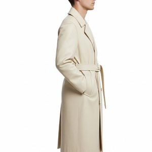 Gabardina de Cuero para Hombre, Proveedor de Fábrica OEM, Venta al por Mayor, Hecho a Medida, Largo, Elegante, Prenda Exterior de Invierno, Algodón - Product Image 3