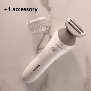 Afeitadora Eléctrica Inalámbrica Lady Shaver Serie 6000, Recortadora Húmeda/Seca con Doble Cuchilla, Impermeable y Lavable para Zona del Bikini, Blanca - Product Image 1