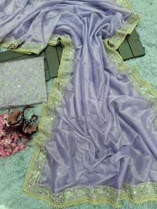 Saree en soie traditionnel indien travaillé d'art de beau miroir pour l'usage occasionnel de festival disponible pour l'exportation en gros - Product Image 3