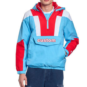 Custom Running Color Blocking Nylon Windbreaker Unisex Customize Front Windbreaker Jacket Oversize Hooded Half Zip Pullover - Product Image 3