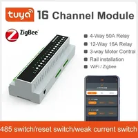 UEMON Automatisation Domotique Intelligente Relais Électriques en Plastique Wi-Fi Zigbee 3.0 50A/16A pour Garage, Bar, Hôtel, Contrôle Vocal Alexa, RCU 16 Canaux