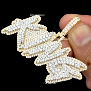 Pendentif personnalisé en or 10 carats serti de diamants naturels ronds brillants, style hip-hop, bijoux unisexe - Product Image 3