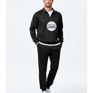 Ensemble 2 pièces pour hommes Casual 1/4 Zip Track Suits Set Long Sleeve Quarter Pullover Jogging Suits 2025 Fashion Sweatsuits Soft - Product Image 4