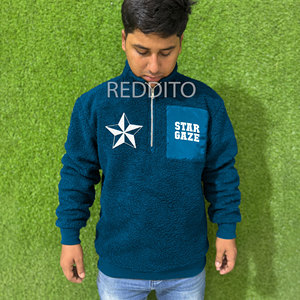 Custom Logo Embroidered 100% Cotton Pullover Hoodies Men's Sherpa Fleece Windproof Breathable Heavy Winter Plus Size <b>Boys</b> - Product Image 1