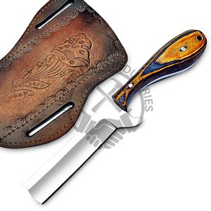 Cuchillo de caza de acero de alto carbono hecho a mano, hoja fija de espiga completa, mango de madera Pakka multicolor, estilo vaquero - Product Image 5