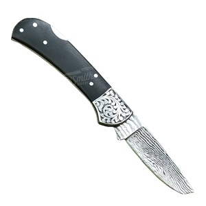Couteau pliant artisanal en acier Damas inoxydable avec manche en Micarta, couteaux de camping personnalisés OEM, vente en gros de couteaux - Product Image 1