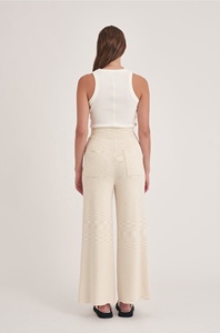 Pantalon de détente décontracté 100% Coton Uni pour l'automne, Taille haute, Teint en pièce, Séchage rapide, Coupe ajustée aux hanches, Longueur cheville, Poches au dos - Product Image 3