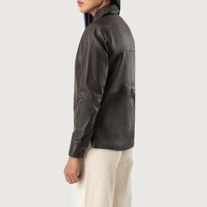 Zenith Brown Leather Autumn Shirt <b>Jacket</b> - Product Image 5