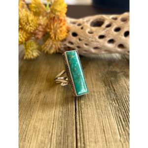 Handmade <b>Boho</b> Royston Turquoise & Sterling <b>Silver</b> <b>Ring</b> Navajo Made with Bezel Setting Size 8 for Everyday Wear IGI Certified - Product Image 3