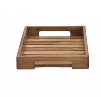 Plateau de service en bois naturel artisanal en gros avec des poignées robustes simples, décoration de cuisine, décoration de salle à manger, organisateur de décoration de la maison