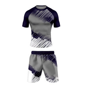 Conjunto de Camiseta de Manga Corta Elástica y Pantalones Cortos de Lucha para Hombre, para MMA, BJJ, Grappling, Transpirable, de Secado Rápido, Spandex/Poliéster - Product Image 2
