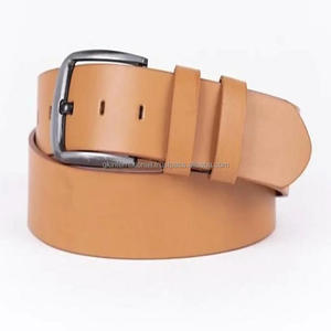 Cinturón de cuero casual marrón claro de grano completo de piel de vaca suave para hombres y mujeres con hebilla de zinc de aleación elegante - Product Image 4