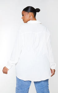 Meilleure vente Robe pour femme personnalisée de haute qualité à manches longues Chemise surdimensionnée texturée blanche au meilleur prix - Product Image 2