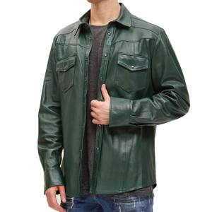Chemise en cuir durable pour hommes avec une qualité de couture supérieure, élégante pour la mode décontractée et motard. - Product Image 5