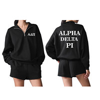 Vêtement de sport personnalisé pour femmes, style Alpha Delta Pi, avec fermeture éclair sur le devant, coupe ample, lettres brodées en diamant, 100% coton molletonné, hiver