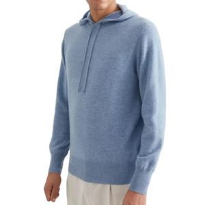 Basics 100% coton bleu clair tricoté polaire respirant à capuche hommes doux pull à capuche pull Logo personnalisé décontracté - Product Image 1