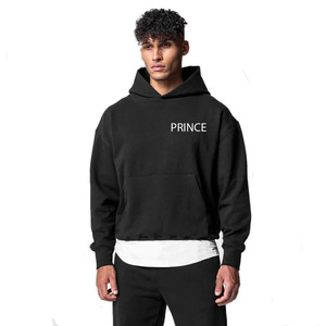 Lujo de gran tamaño lavado con ácido de alta calidad de gran tamaño recortado sudaderas con capucha hombres logotipo personalizado Baggy French Terry Pullover Hoodie hombres - Product Image 1