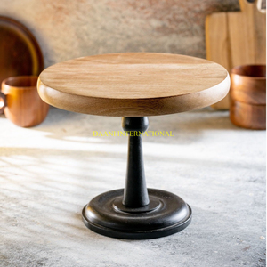Vòng bánh bằng gỗ chủ với màu đen bệ cơ sở mộc mạc trang trại món tráng miệng hiển thị đứng phục vụ Platter cho bánh bên bảng - Product Image 1