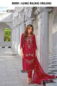 Dernier Designer Viscose Velvet Broderie Séquence Salwar Costume Vêtements Indiens et Pakistanais par Fab Zone - Product Image 4