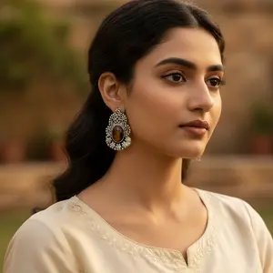 Boucles d'oreilles pendantes en argent sterling 925 avec œil de tigre pour femmes, plaqué or vintage, bijoux à pendentif, diamant poire, style mignon pour les fêtes - Product Image 2