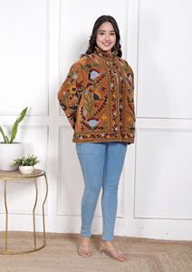 เสื้อแจ็คเก็ตกำมะหยี่ปักลายมือคุณภาพสูงสไตล์โบฮีเมียนลายดอกไม้สำหรับผู้หญิง ฟรีไซส์ - Product Image 3