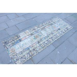 Alfombra Turca, Alfombra Vintage de 2.3x6.4 pies, Alfombra de Lana Azul - Product Image 3