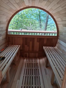 للبيع بالجملة ساونا ذات شعبية 4-شخص خارجي كندي أحمر مع 6 برميل بدون سعر منخفض حتى الآن - Product Image 6