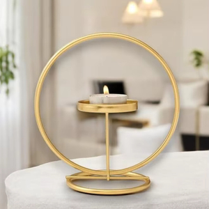 Support de Bougie Chauffe-Plat Moderne en Métal Doré, Support Votif Minimaliste de Table, Centre de Table de Mariage de Luxe, Décoration Festive pour Salle à Manger/Bureau, Cadeau - Product Image 1