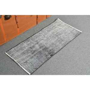พรมตุรกีขนาดเล็ก 1.4x3.1 ฟุต สีเทาดำลายพราง ทำจากขนสัตว์ - Product Image 2