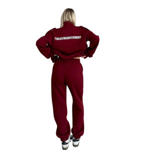 Elegant Women Crop-Top Tracksuit Stylish High Neck Pure Cotton <b>Zip</b> Jacket with Utility <b>Pockets</b> and Relax Fit <b>Jogger</b> Pants - Product Image 6