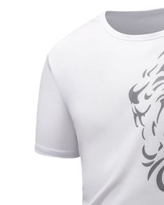 Camiseta Deportiva Personalizada para Hombre, Estampado de León Gris y Dorado, Poliéster, Corte Atlético, Manga Corta, Transpirable, Ropa Deportiva Informal para Gimnasio, Entrenamiento - Product Image 3