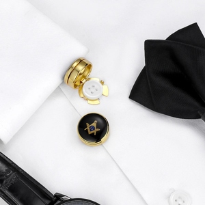 Master Mason Blue Lodge <b>Button</b> <b>Covers</b> Black & Gold Design Latest And Trendiest Cufflinks With In The Most Demanding Quality - Product Image 4