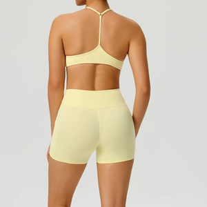 Ensemble de yoga 2 pièces tenues de sport décontractées femmes survêtement de fitness Leggings de gymnastique entraînement soutien-gorge de sport vêtements de sport Logo avant - Product Image 5