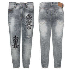 Pantalones vaqueros con diseño recto de calidad superior al por mayor, pantalones vaqueros de lona transpirables de secado rápido con bolsillos, diseño de serigrafía - Product Image 1