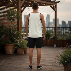 Débardeur sans manches en tricot pour homme, style streetwear, col rond, sur mesure, respirant, séchage rapide, couleur unie, coton et élasthanne, grande taille - Product Image 4