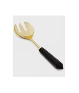 Serveur de salade en acier inoxydable de style moderne avec poignées noires pour restaurants et hôtels de l'Inde - Product Image 1