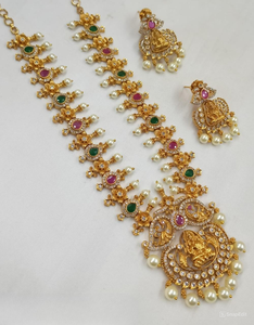 Joyería del templo Kundan DE LA India del Sur, joyería tradicional antigua para boda, joyería para mujer chapada en oro pesado, conjunto de joyería para mujer - Product Image 1