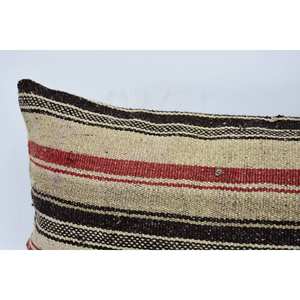 Beige Wool <b>Pillow</b> 12x36 Inch Luxury Kilim Patchwork Floral Vintage Print Decorative Accent Portable Bedding - Product Image 2