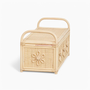 Bohemian Rattan Storage Chest for Kids Handwoven Toy <b>Trunk</b> with Rustic and <b>Vintage</b> Design - Product Image 2