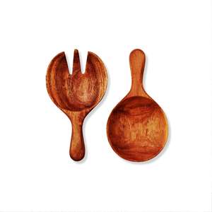 Ensemble de service à salade DOOTED BLUE également ensemble d'outils de cuisine en bois de manguier d'acacia naturel disponible fabriqué en Inde - Product Image 4