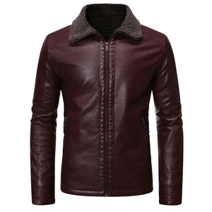 Premium Design High Demanded Stand Colar VIntage Style Genuine Leather Windproof Breathable Fur Colar Leather <b>Jacket</b> For <b>Men</b> - Product Image 5