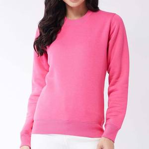Sweats à col rond en polaire de qualité supérieure avec logo personnalisé Vêtements d'hiver Coton Couleur rose Sweats à capuche pour femmes - Product Image 2