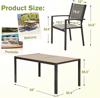 Ensemble de table à manger en acier convertible moderne et écologique, 6 pièces, résistant à l'eau, pour jardin, patio, appartement, hôtel