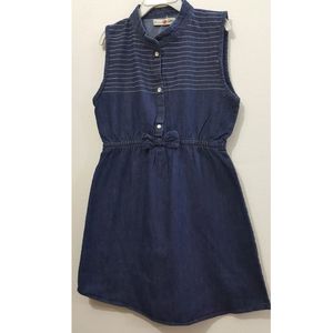 Robe en jean sans manches pour filles, imprimée, broderie sur la poitrine, coton polyester, approvisionnement ODM Bangladesh, délai de production d'échantillon de 7 jours, en stock - Product Image 1