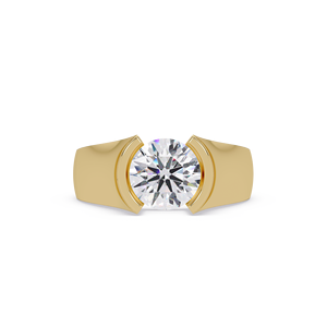 Luxury <b>Ring</b> 14K Pure Gold 1.50 Ct Round Cut Lab Grown Diamond IGI Certified Half Bezel <b>Thick</b> Band Mens Fine Jewelry Wholesale - Product Image 2