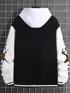 Veste universitaire à capuche personnalisée avec boutons graphiques pour hommes Blousons bombardiers à capuche de baseball Veste en laine à capuche Letterman de haute qualité - Product Image 2