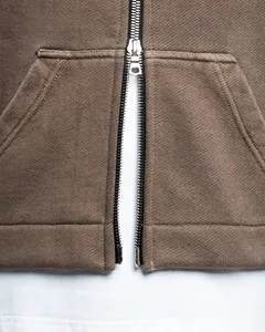 Men's Gray Hooded Zip-Up Sweatshirt Oversized Fit Solid Colour Casual Fleece Hoodie With Front Pocket Autumn Wear 2027 - Product Image 4