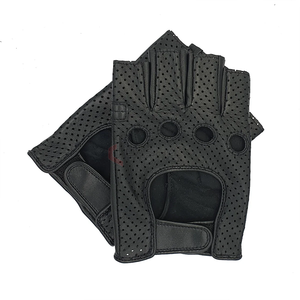 Gants demi-doigts en cuir véritable avec logo personnalisé Hiver Chaud Doux Confortable Mode Conduite Fabricant d'usure quotidienne - Product Image 5