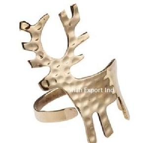 Quatre ronds de serviette en métal doré de conception différente pour le dîner et la décoration de table de Noël Porte-serviettes personnalisés - Product Image 2