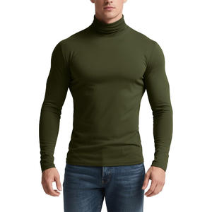 Men <b>Mock</b> <b>Turtleneck</b> Long Sleeve Shirt Custom Fit OEM ODM Cotton Layer Pullover Warm Casual Top Direct Factory Supply - Product Image 1